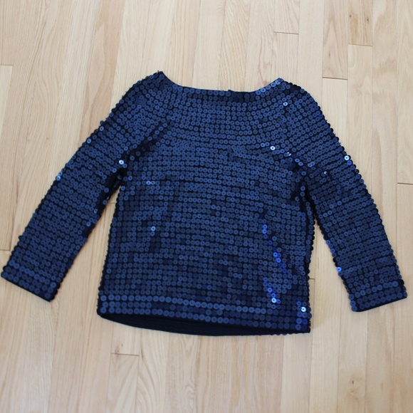NWT J.Crew Navy Sequin Long-Sleeve Top - Picture 1 of 12